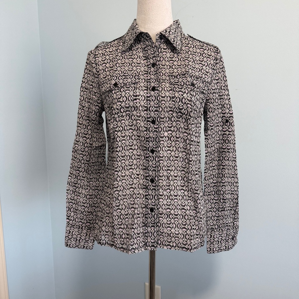 Tory Burch Multi-colored Button Down Women's Blouse Sz 4 100% Cotton